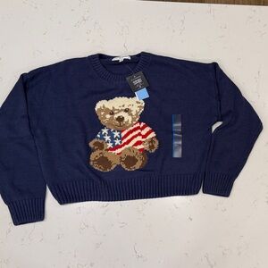 Grayson Threads Blue Sweater with Patriotic Bear